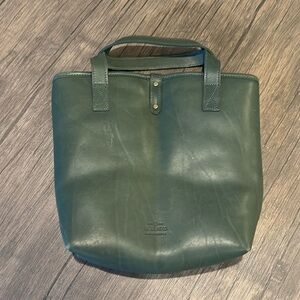 J.W. Hulme Leather Wine Tote Carrier, Holds Two Wine or Liquor Bottles, Green